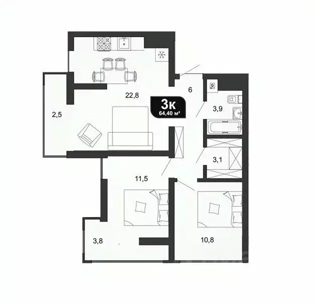 3-к кв. Краснодарский край, Сочи Бытха мкр, ул. Ясногорская, 16/6к4 ... - Фото 0
