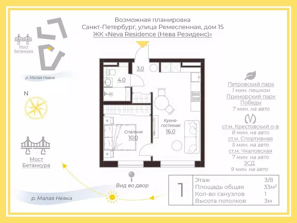 1-к кв. Санкт-Петербург Ремесленная ул., 15 (33.0 м) - Фото 2