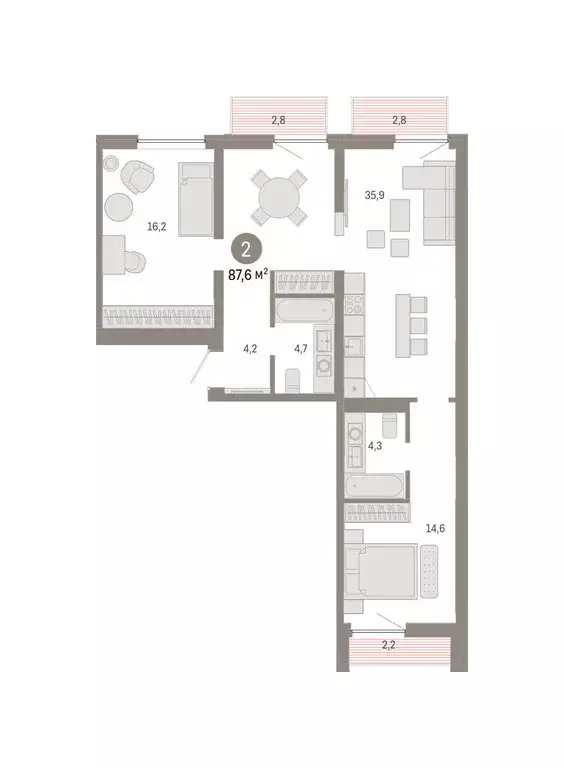 2-комнатная квартира: Екатеринбург, жилой район Юго-Западный, жилой ... - Фото 2