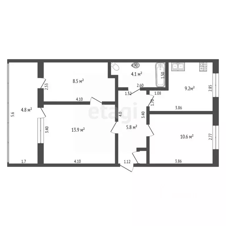 3-к кв. Крым, Кировский район, с. Владиславовка ул. Степная, 1 (52.0 ... - Фото 2