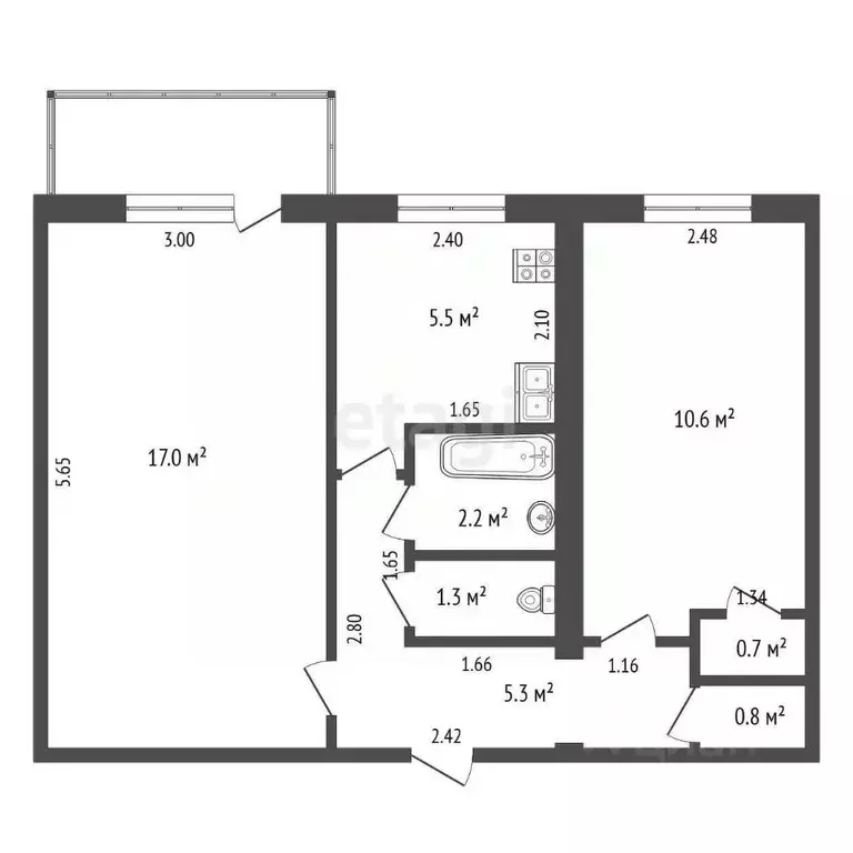 2-к кв. Кемеровская область, Юрга ул. Максименко, 11 (43.4 м) - Фото 2