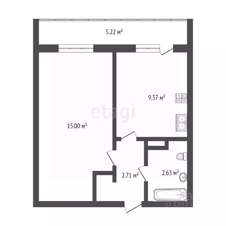 1-к кв. Тюменская область, Тюмень ул. Новоселов, 107к2 (33.8 м) - Фото 2
