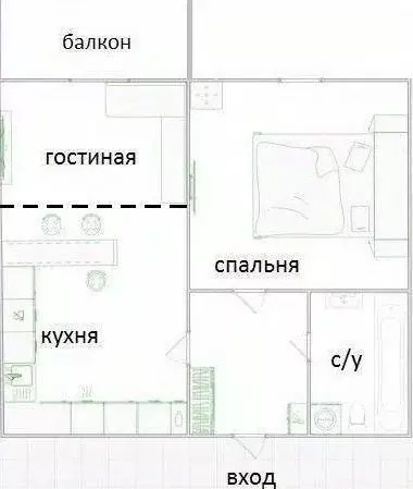 2-к кв. Московская область, Балашиха ш. Косинское, 7 (32.2 м) - Фото 2