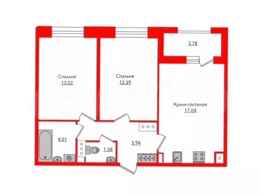 2-к. квартира, 60 м, 12/12 эт. - Фото 0