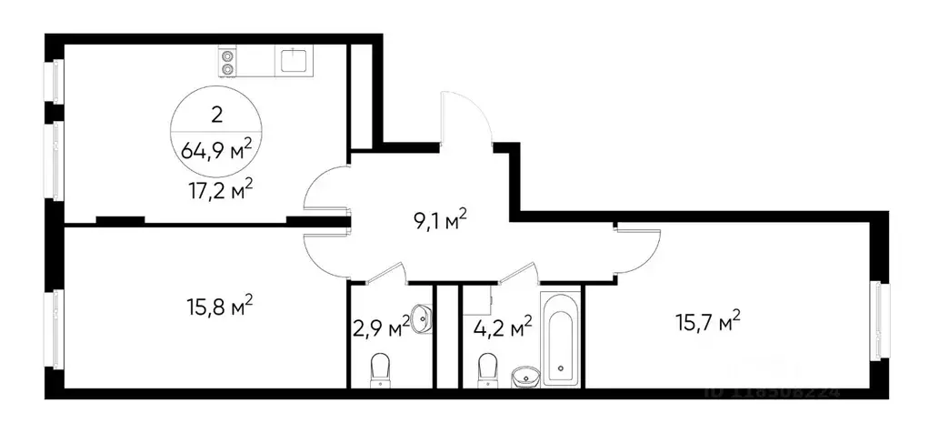 2-к кв. Москва Переделкино Ближнее мкр, 18-й кв-л,  (64.9 м) - Фото 0