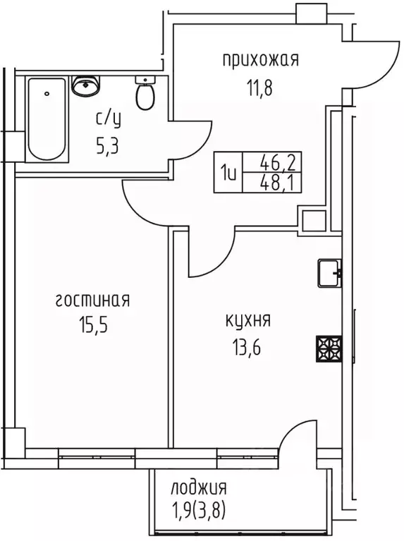 1-к кв. Саха (Якутия), Якутск просп. Михаила Николаева, 3/6 (48.1 м) - Фото 1