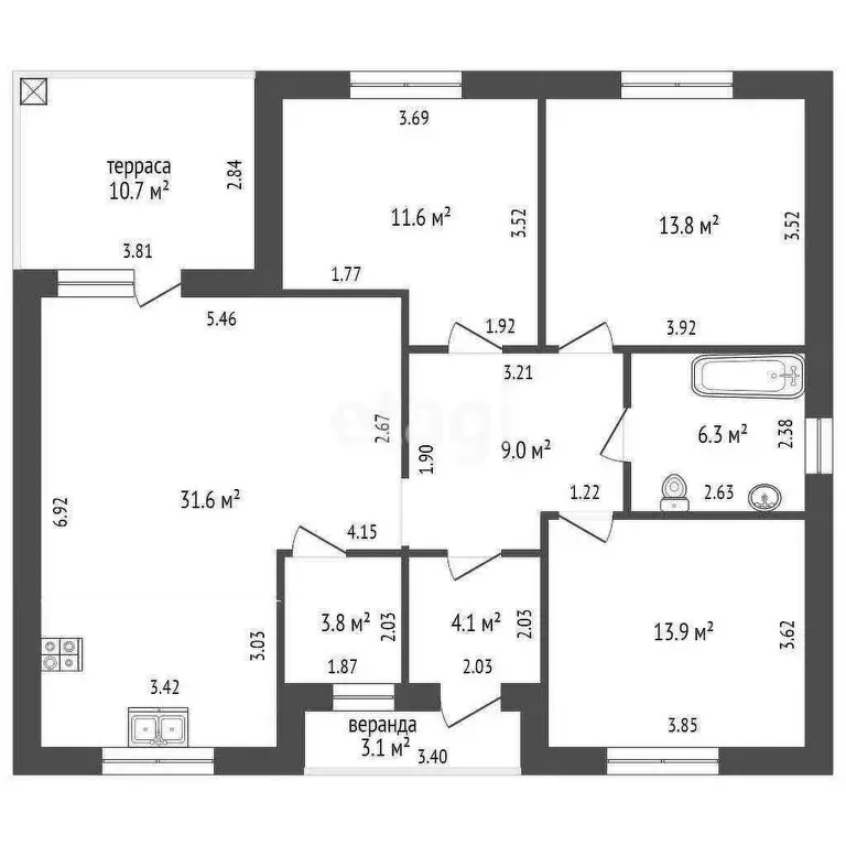 Дом в село Стрелецкое, Речная улица (115 м) - Фото 1