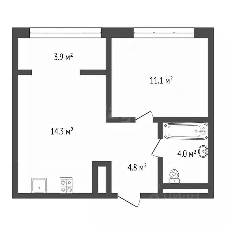 1-к кв. Тюменская область, Тюмень ул. Виктора Тимофеева, 9 (38.8 м) - Фото 1