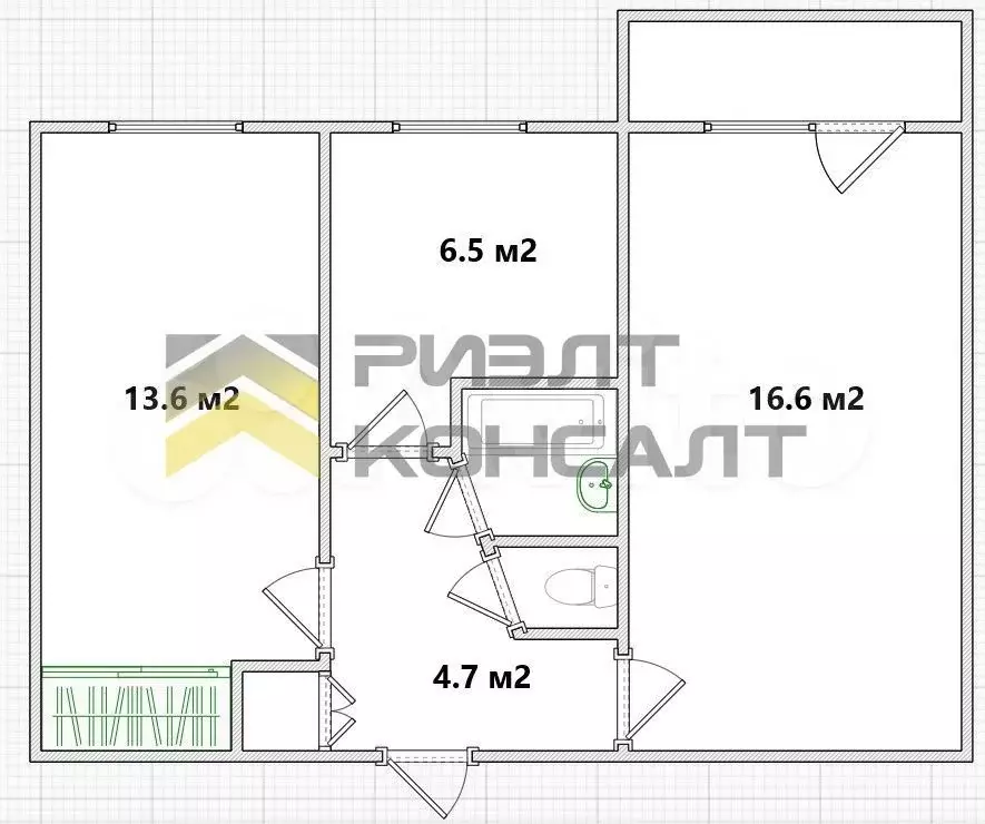 2-к. квартира, 44 м, 4/5 эт. - Фото 0