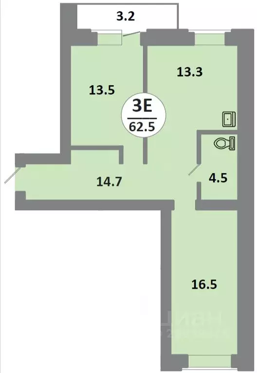 3-к кв. Красноярский край, Красноярск Соколовская ул., 52 (63.2 м) - Фото 1
