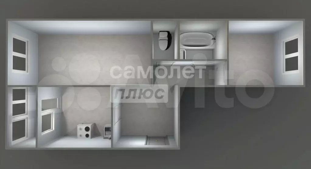 2-к. квартира, 55,3 м, 1/5 эт. - Фото 1