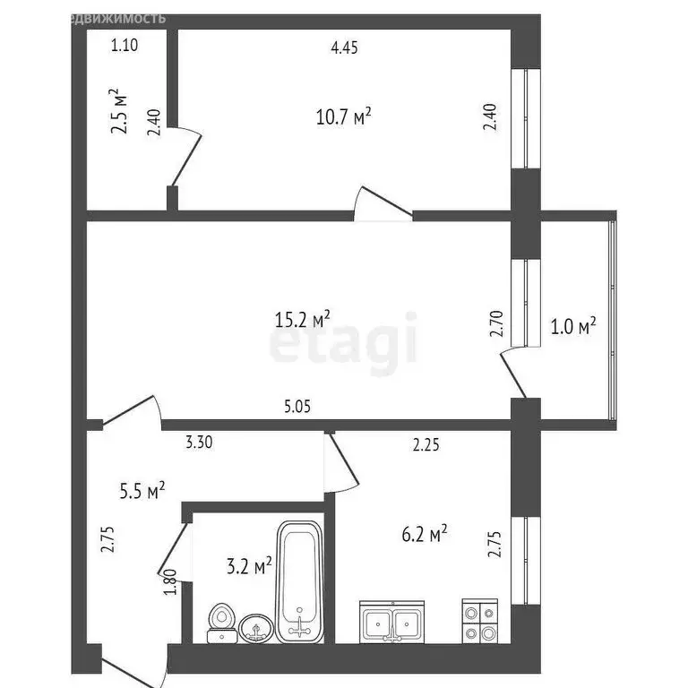 2-комнатная квартира: Коряжма, улица Пушкина, 8 (43.3 м) - Фото 0