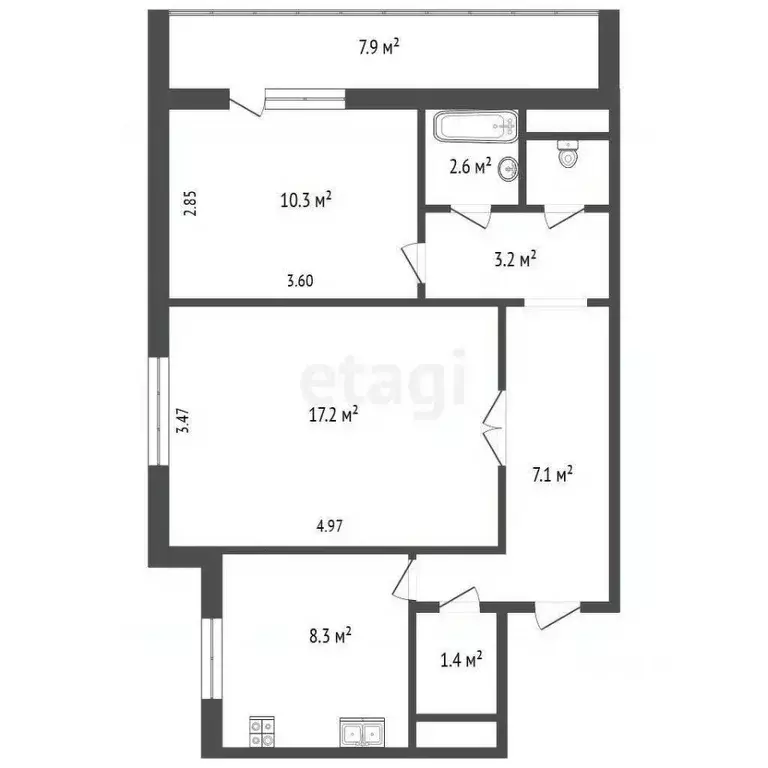 2-к кв. Ростовская область, Ростов-на-Дону Вятская ул., 51 (58.0 м) - Фото 1