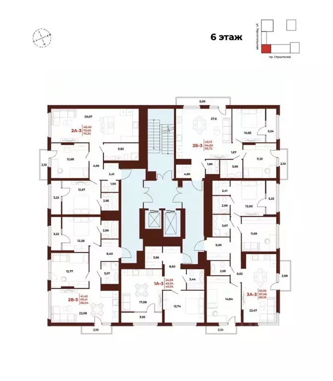 2-к кв. Пензенская область, Пенза Арбери жилой комплекс (76.32 м) - Фото 2