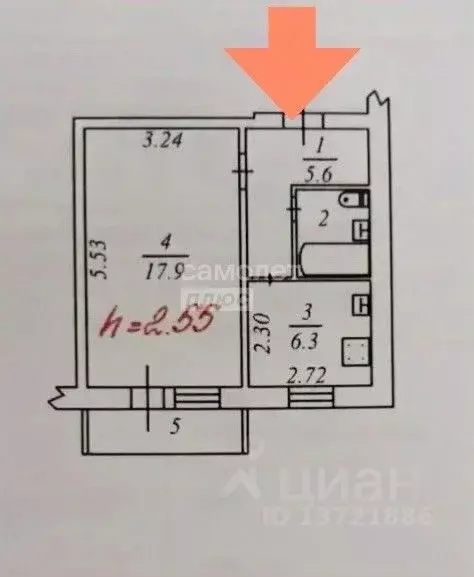 1-к кв. Ямало-Ненецкий АО, Ноябрьск Магистральная ул., 95 (33.1 м) - Фото 2
