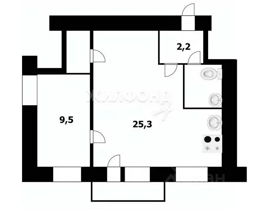 2-к кв. Новосибирская область, Новосибирск Народная ул., 44 (43.0 м) - Фото 0