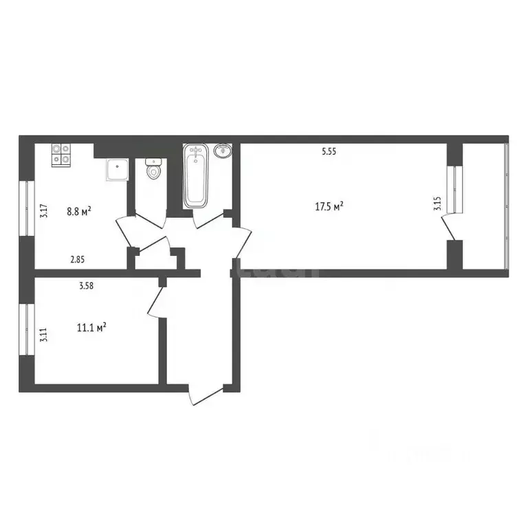 2-к кв. Ямало-Ненецкий АО, Муравленко пер. Новоселов, 2 (50.8 м) - Фото 2
