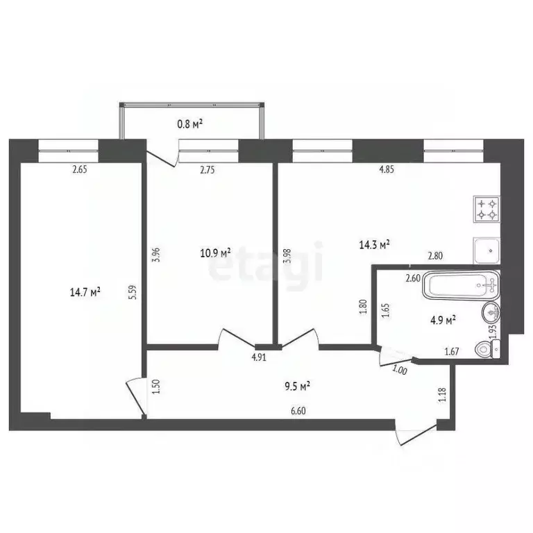 2-к кв. Калининградская область, Калининград ул. Черняховского, 22 ... - Фото 2