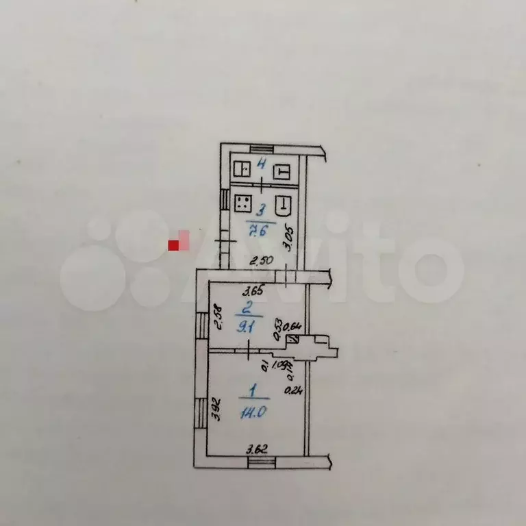 2-к. квартира, 33,6 м, 1/1 эт. - Фото 0