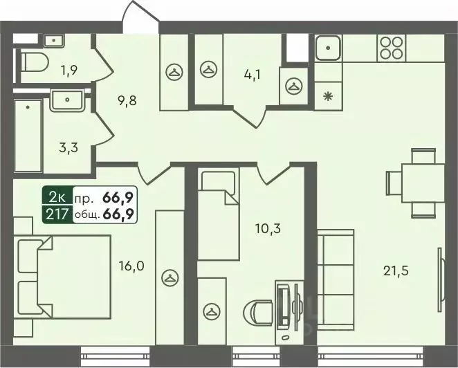 2-к кв. Курганская область, Курган Заозерный жилрайон, 6А мкр, 25/4 ... - Фото 0