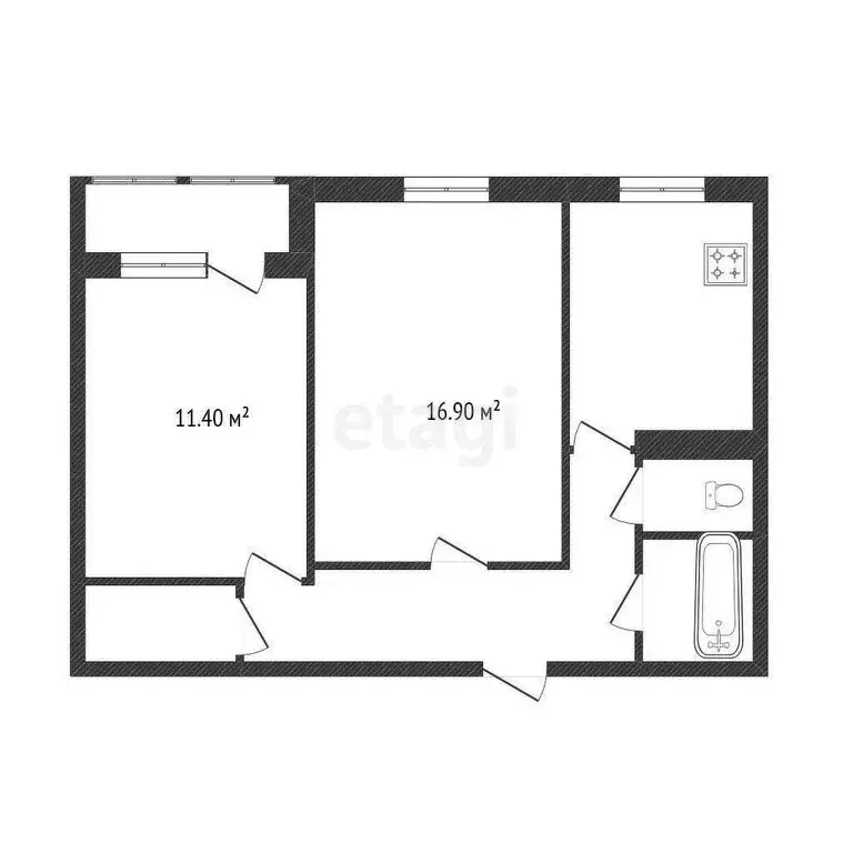 2-комнатная квартира: Тобольск, 10-й микрорайон, 6 (54.4 м) - Фото 0