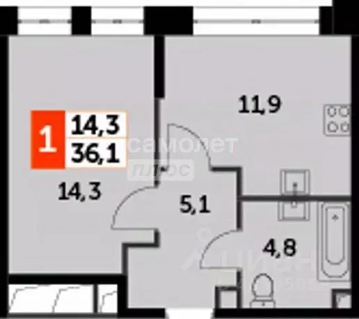 1-к кв. Москва ул. Шеногина, 2С3 (36.1 м) - Фото 2