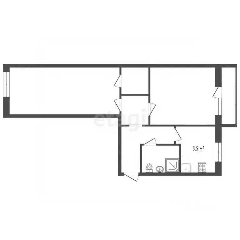 2-к кв. Архангельская область, Архангельск Садовая ул., 25 (47.9 м) - Фото 2