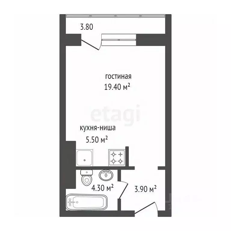 Студия Красноярский край, Красноярск ул. Спандаряна, 1 (36.9 м) - Фото 1
