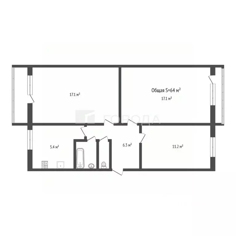 3-к кв. Алтайский край, Барнаул ул. Георгиева, 32 (64.2 м) - Фото 2