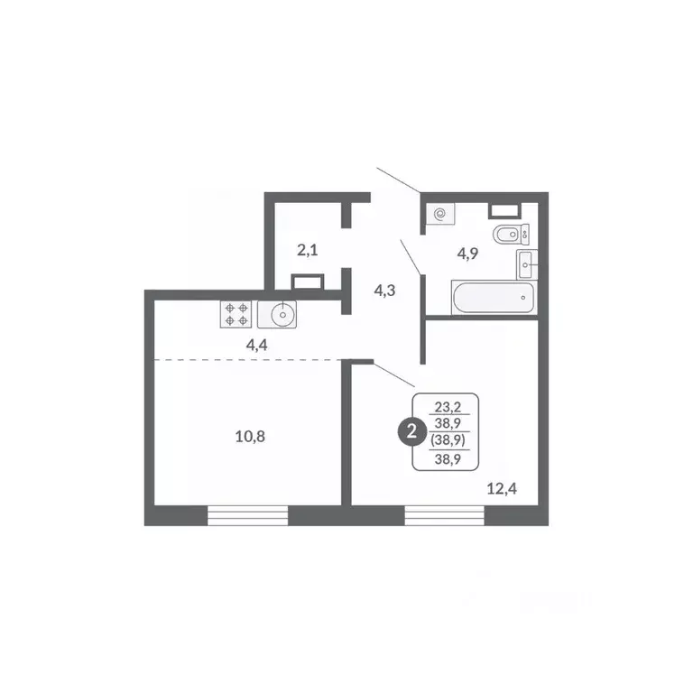 2-к кв. Кировская область, Киров ул. Потребкооперации, 34 (38.9 м) - Фото 0