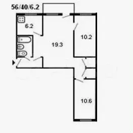 3-к. квартира, 58 м, 5/5 эт. - Фото 0