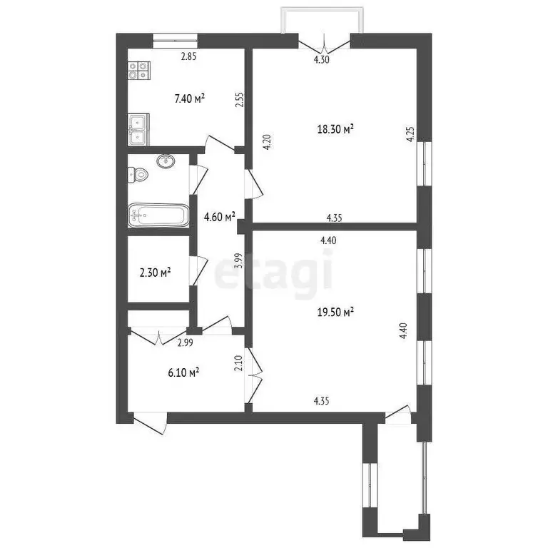 2-комнатная квартира: Феодосия, улица Горького, 4 (61.1 м) - Фото 1