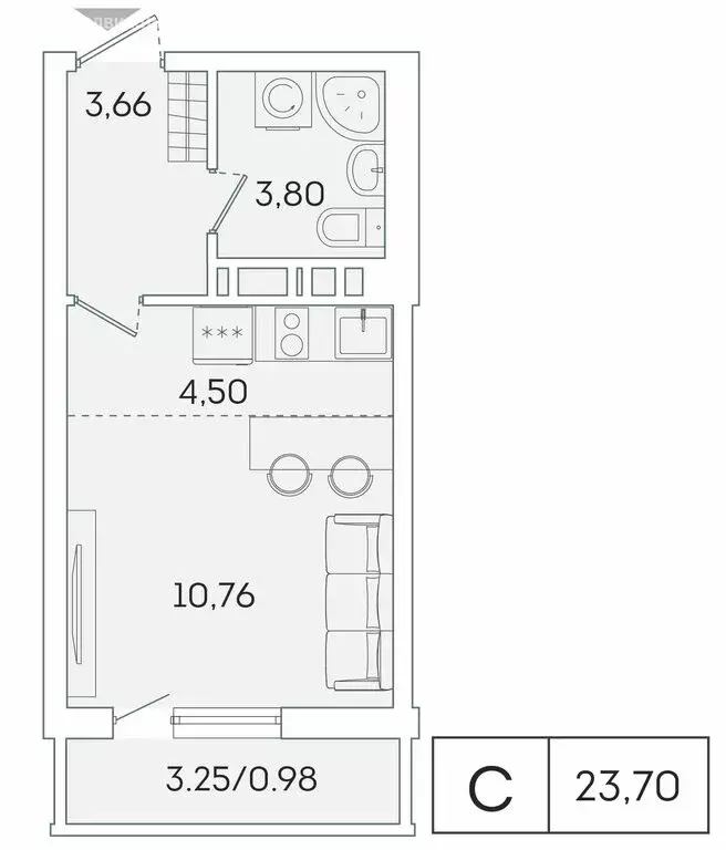 Квартира-студия: Мурино, Графская улица, 6к1 (22.8 м) - Фото 0