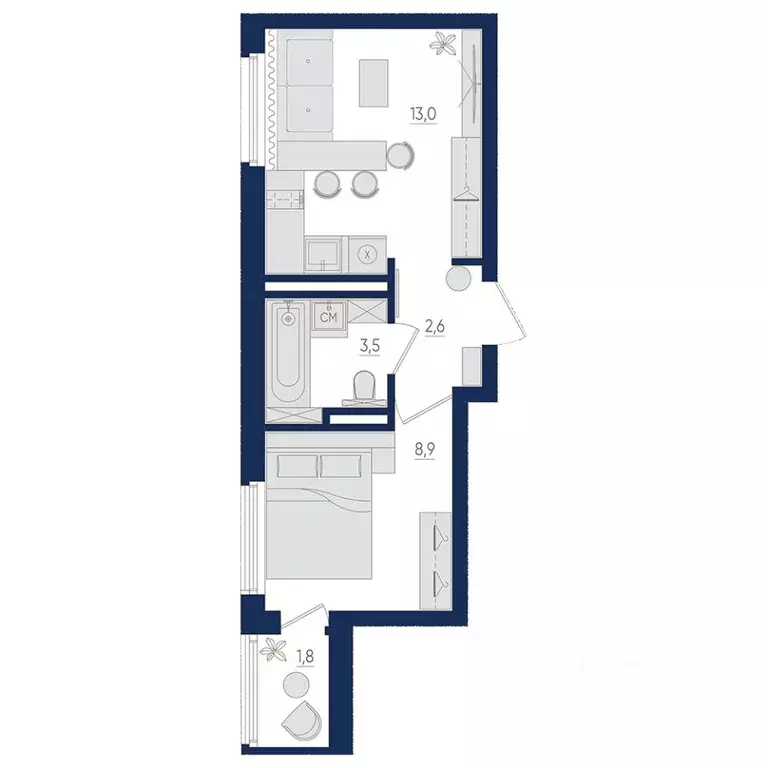 1-к кв. Башкортостан, Уфа бул. Яркий (28.9 м) - Фото 1