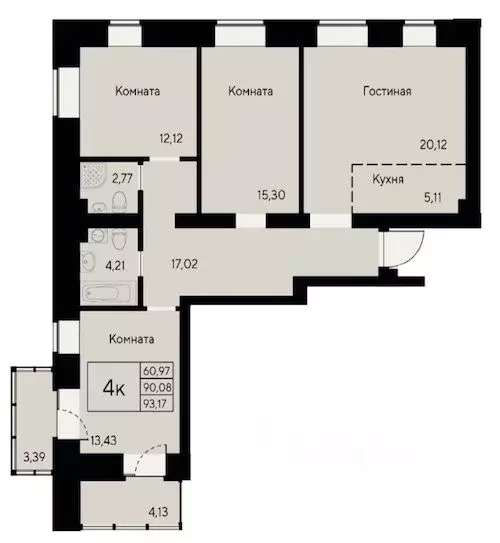 4-к кв. Красноярский край, Красноярск ул. Елены Стасовой, 80 (93.17 м) - Фото 0