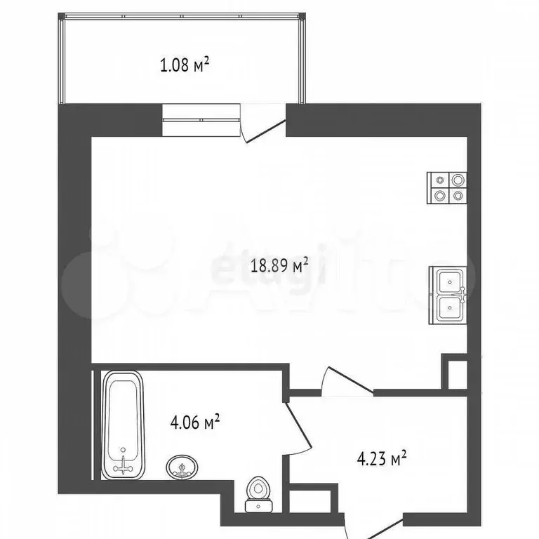 Квартира-студия, 29 м, 3/10 эт. - Фото 1
