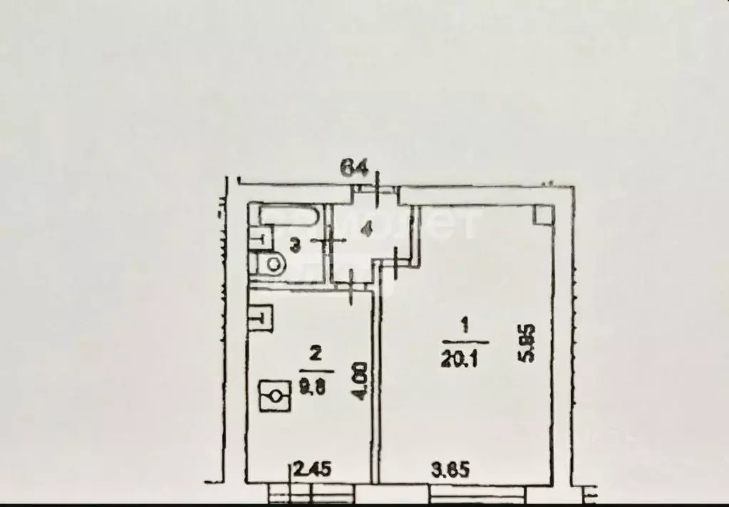 1-к кв. Москва Ходынская ул., 10С1 (35.0 м) - Фото 2