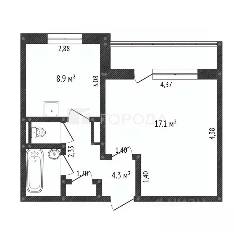 1-к кв. Алтайский край, Барнаул просп. Строителей, 38 (35.7 м) - Фото 2