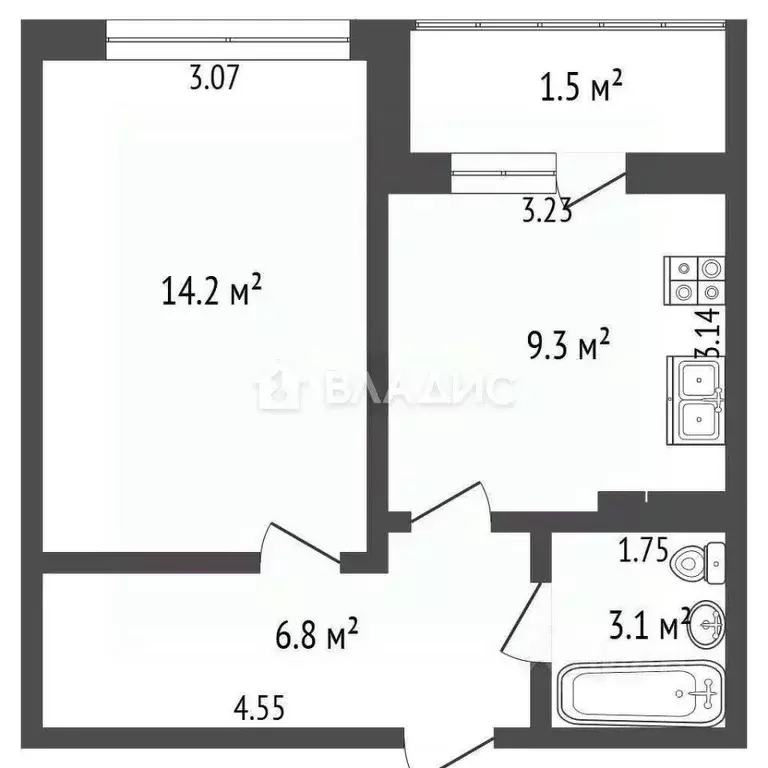 1-к кв. Москва пос. Коммунарка, ул. Потаповская Роща, 24к1 (33.4 м) - Фото 2