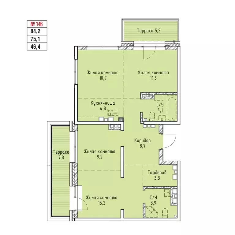 4-комнатная квартира: Иркутск, Култукская улица, 14 (84.2 м) - Фото 1