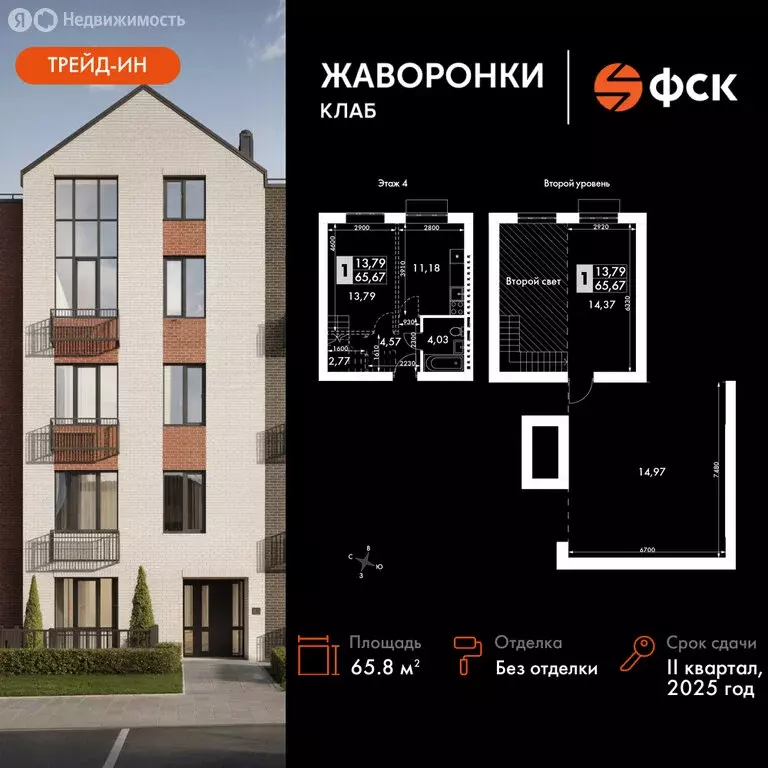 2-комнатная квартира: Митькино, жилой комплекс Жаворонки Клаб, к4 ... - Фото 0