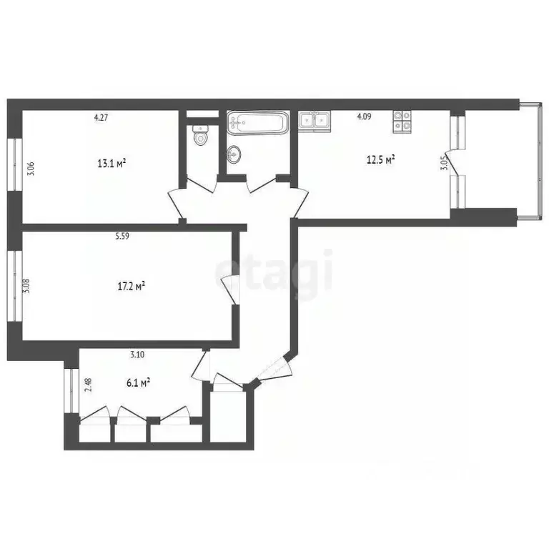 3-к кв. Челябинская область, Челябинск ул. Островского, 36 (68.4 м) - Фото 1
