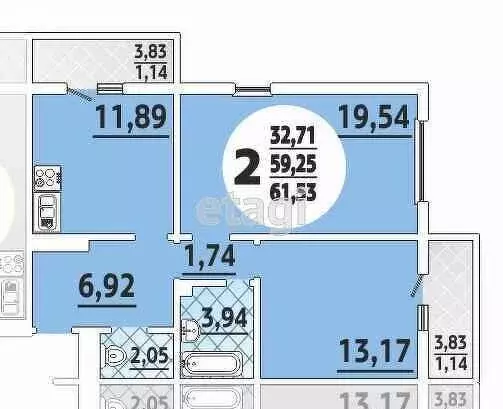 2-комнатная квартира: Анапа, улица Ленина, 233 (59.3 м) - Фото 1
