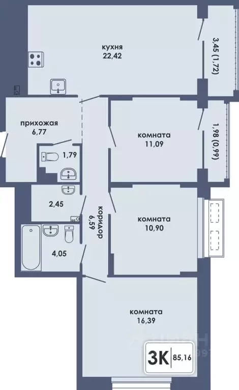 3-к кв. Пермский край, Пермь Камская Долина мкр, Аксиома жилой ... - Фото 0
