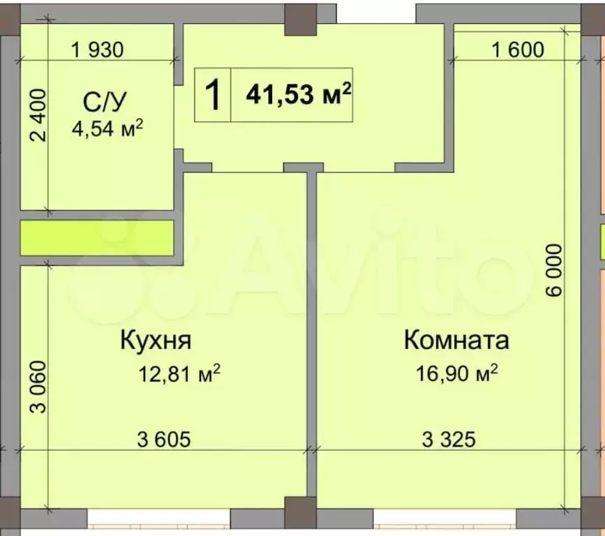 1-к. квартира, 41,5 м, 7/12 эт. - Фото 1