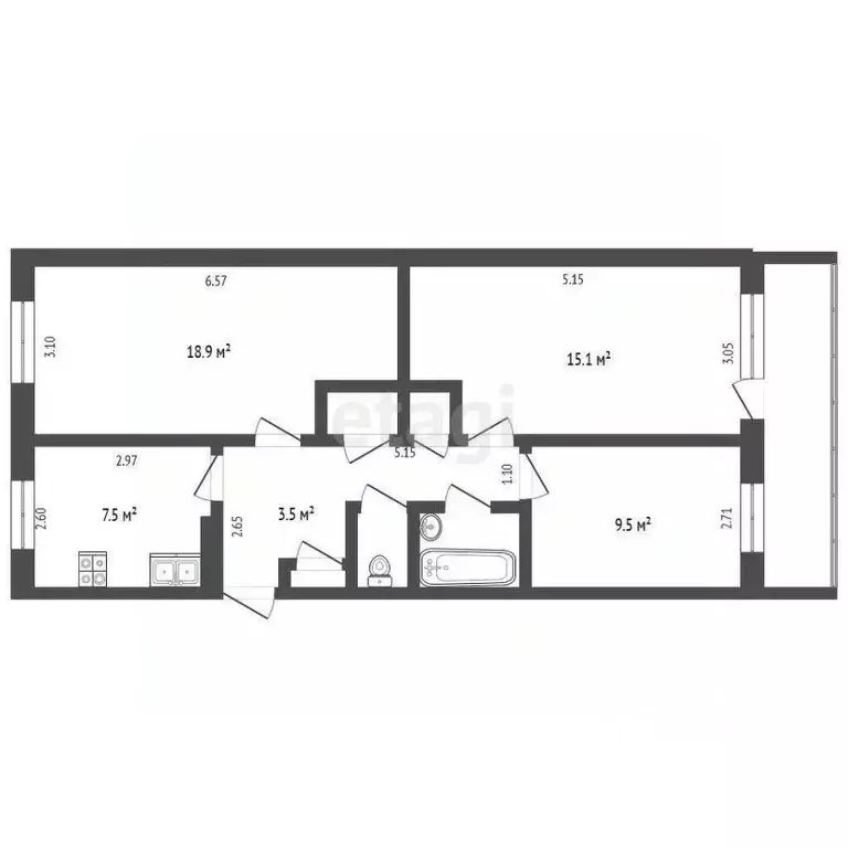 3-к кв. Коми, Сыктывкар ул. Морозова, 161 (65.7 м) - Фото 2