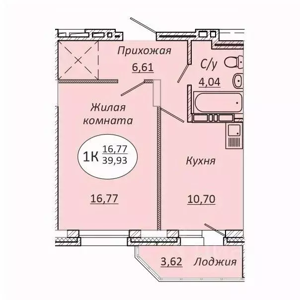 1-к кв. Новосибирская область, Новосибирск 2-я Воинская ул., 51 (39.93 ... - Фото 0