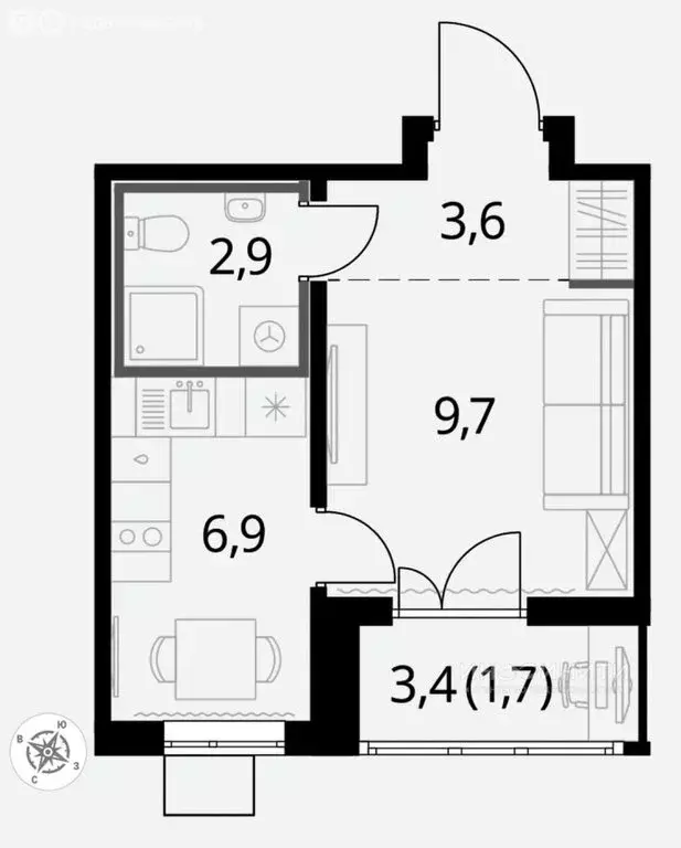 Квартира-студия: Люберцы, Рождественская улица, 8 (26.5 м) - Фото 0