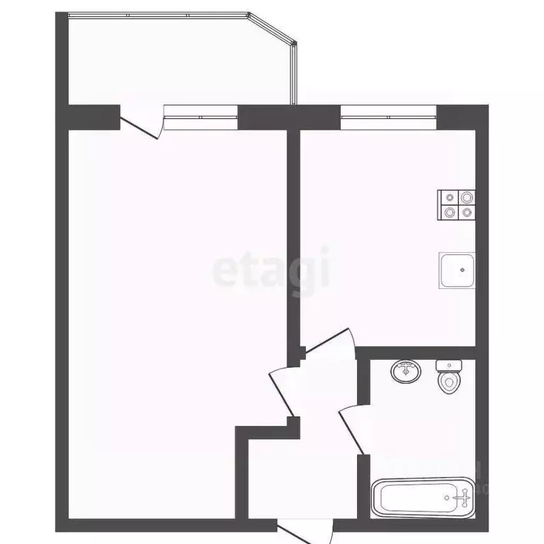 1-к кв. Тюменская область, Тюмень ул. Фармана Салманова, 8 (34.8 м) - Фото 1