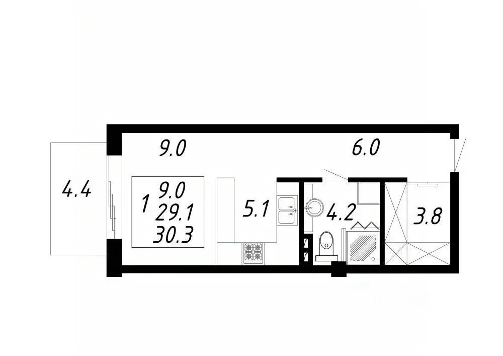 1-к кв. Ставропольский край, Ессентуки Озеро жилой комплекс (30.3 м) - Фото 1